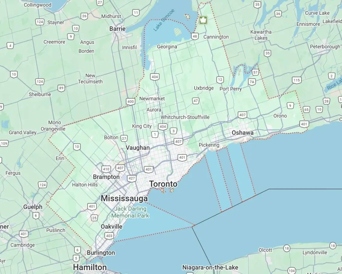 Map of Greater Toronto Area