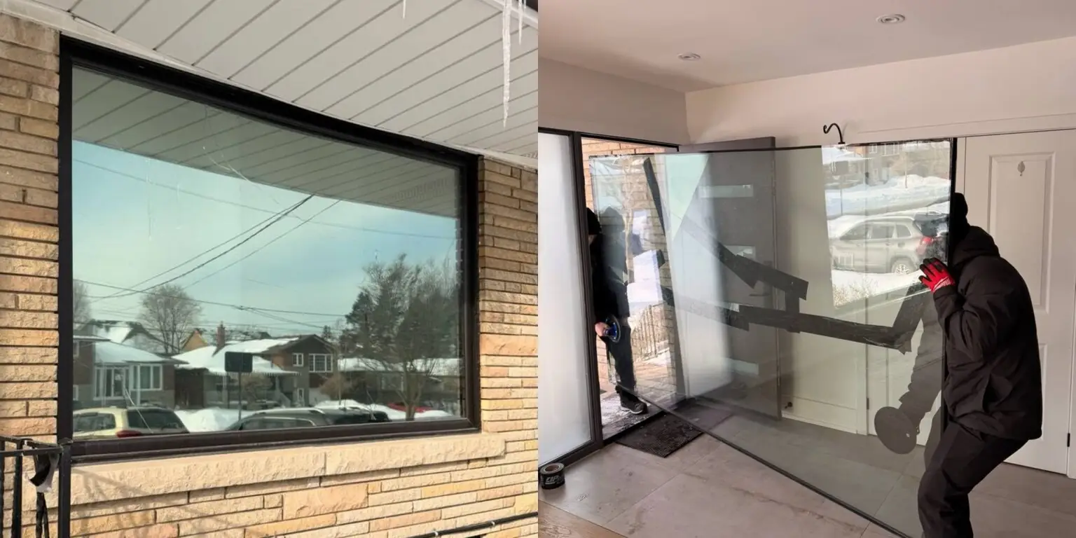 Broken residential insulated glass unit removed from the existing window frame