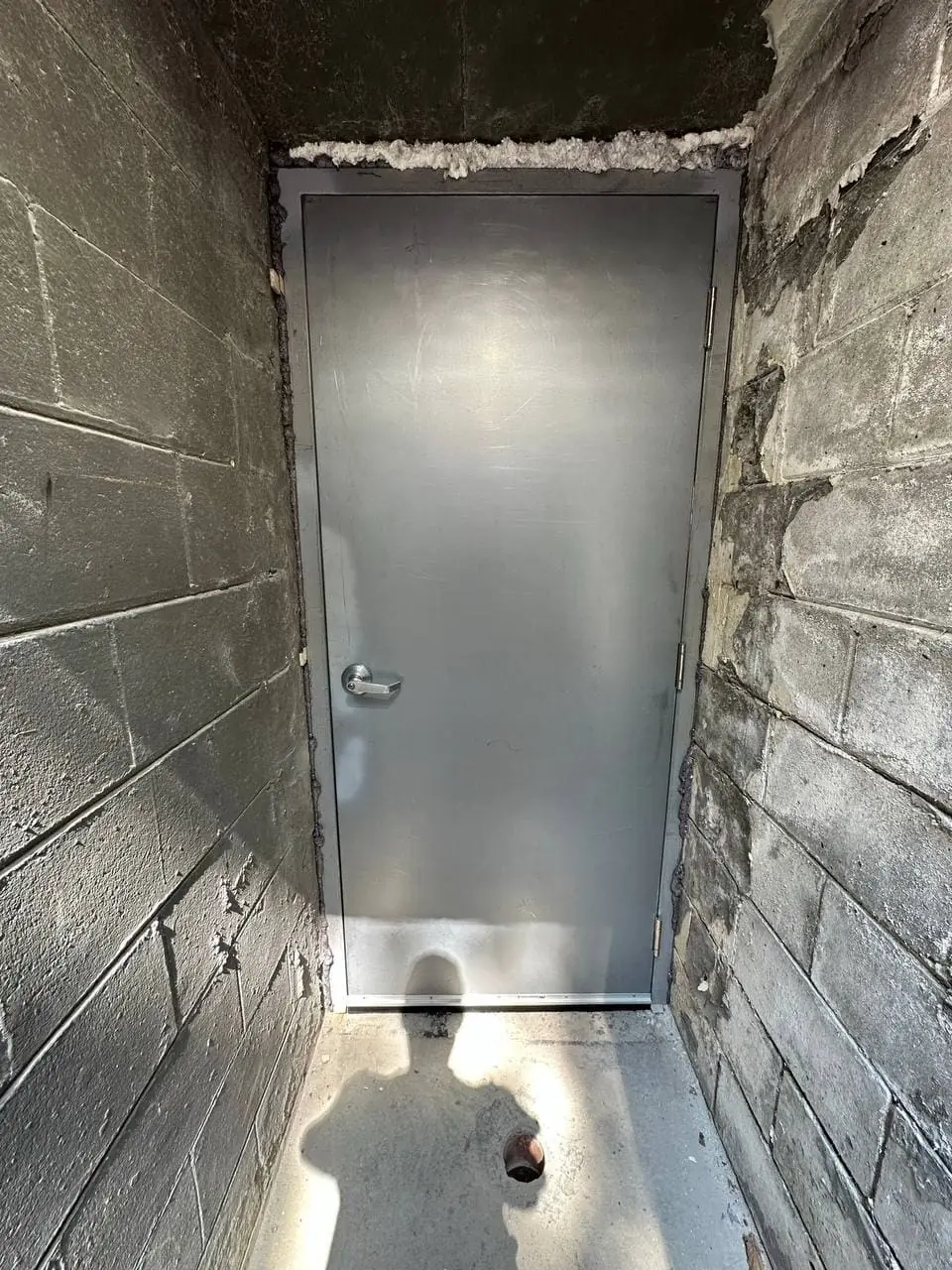 Fire-rated metal door replaced in Oakville with corrected commercial hardware fit