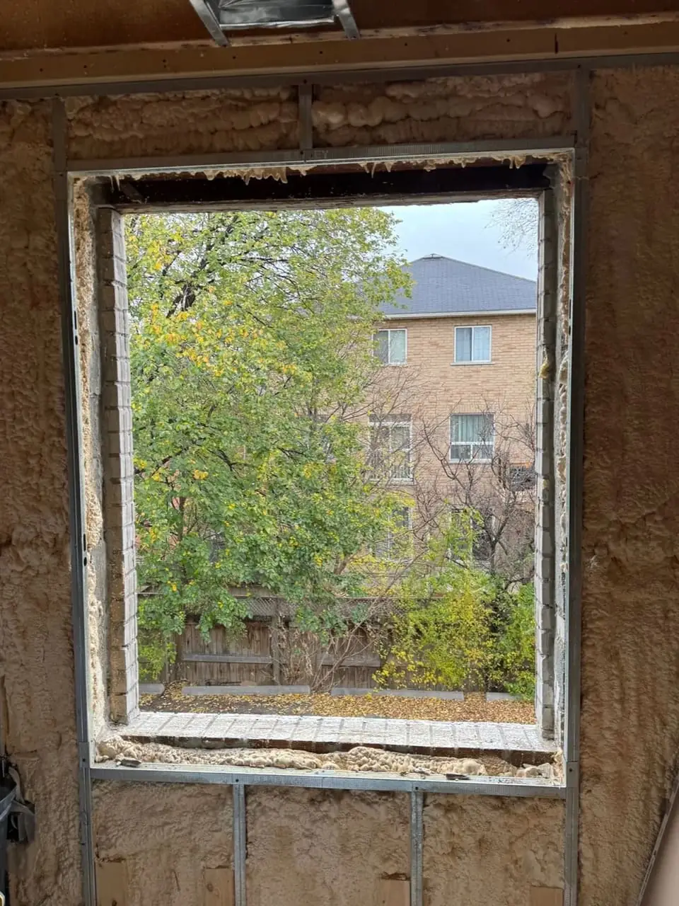 Prepared renovation window opening in Mississauga.