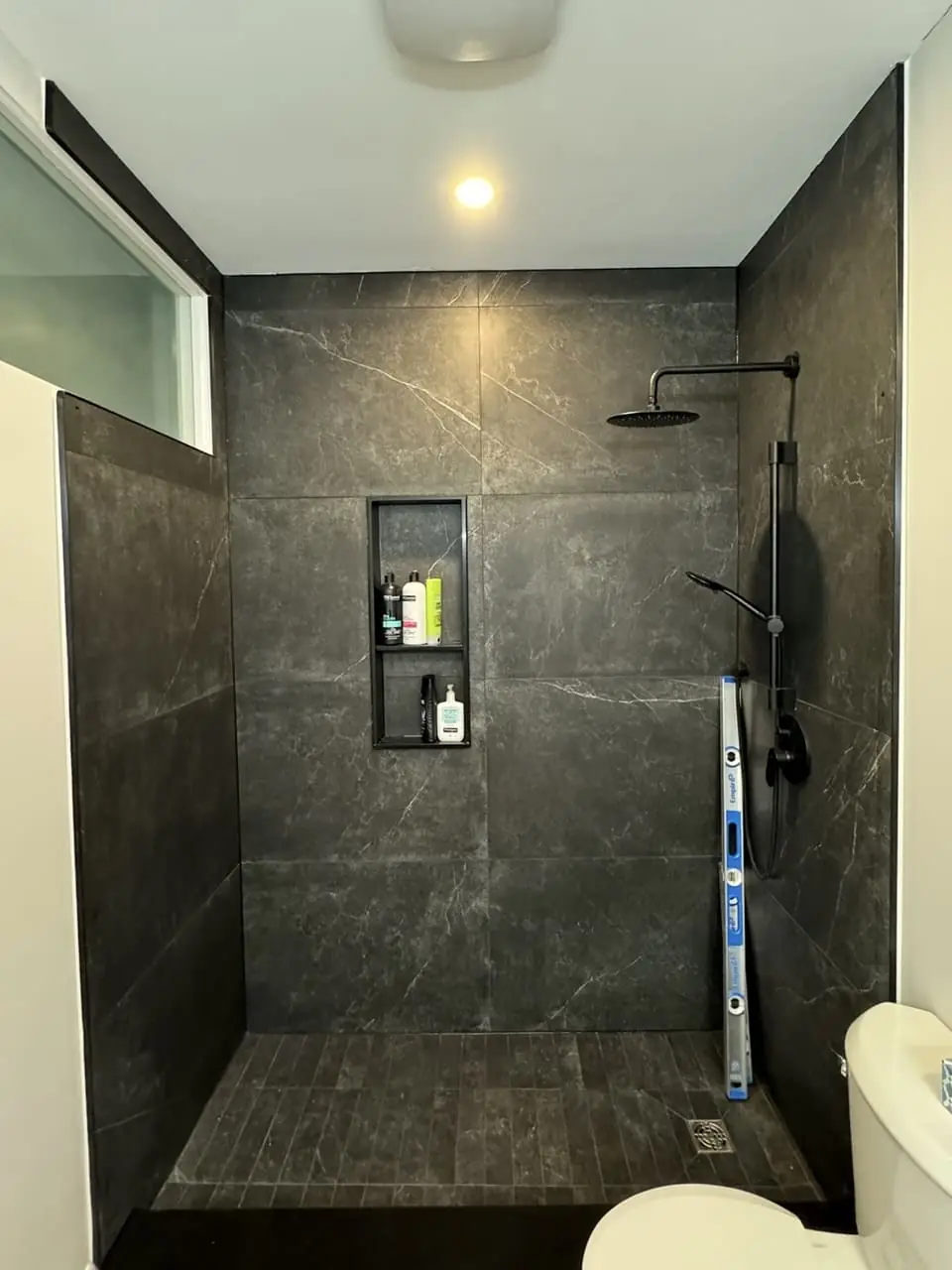 Shower opening in East Gwillimbury before glass installation