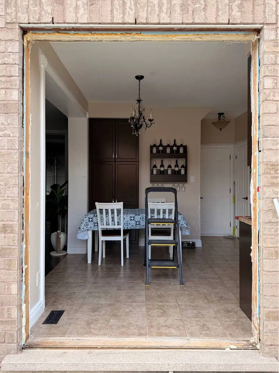 Caledon backyard opening after the previous patio door was removed.